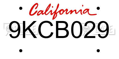 9KCB029 California License Plate