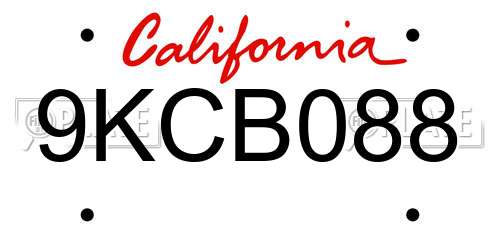 9KCB088 California License Plate