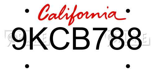 9KCB788 California License Plate