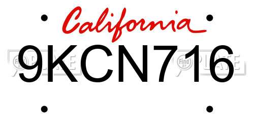 9KCN716 California License Plate
