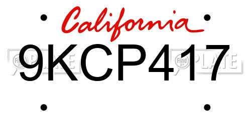 9KCP417 California License Plate