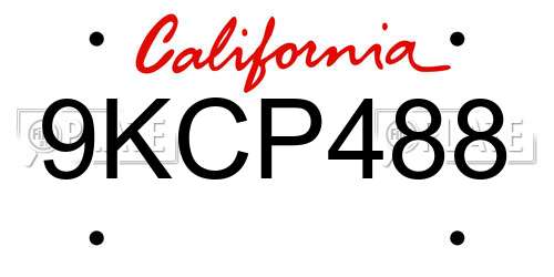9KCP488 California License Plate