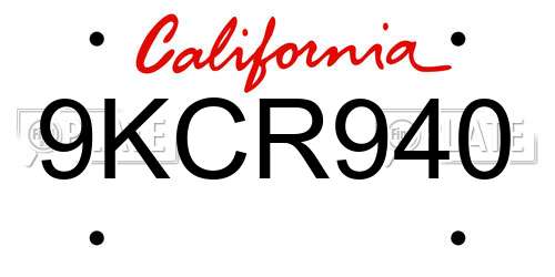 9KCR940 California License Plate