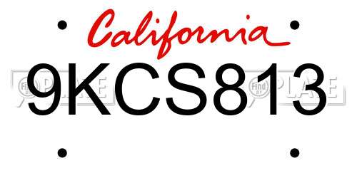 9KCS813 California License Plate