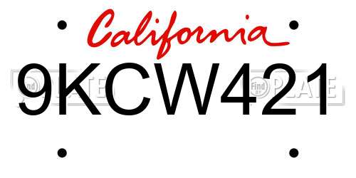 9KCW421 California License Plate