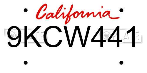 9KCW441 California License Plate
