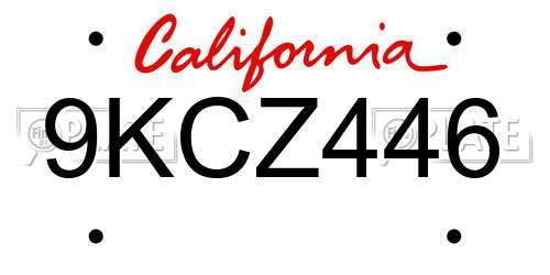 9KCZ446 California License Plate