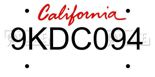 9KDC094 California License Plate