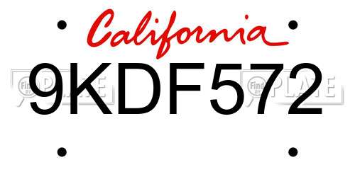 9KDF572 California License Plate