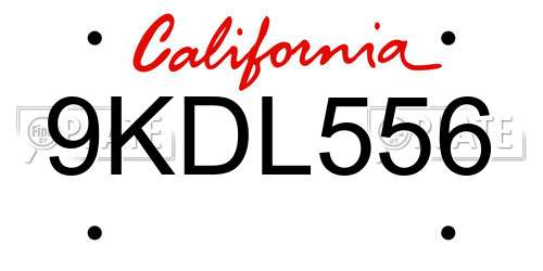 9KDL556 California License Plate