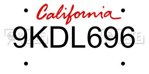 9KDL696 California License Plate