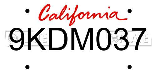 9KDM037 California License Plate