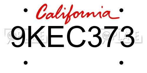 9KEC373 California License Plate