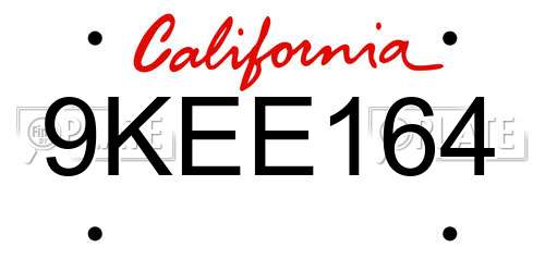 9KEE164 California License Plate