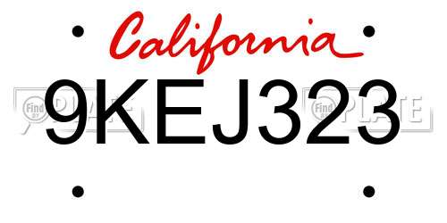 9KEJ323 California License Plate