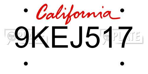 9KEJ517 California License Plate