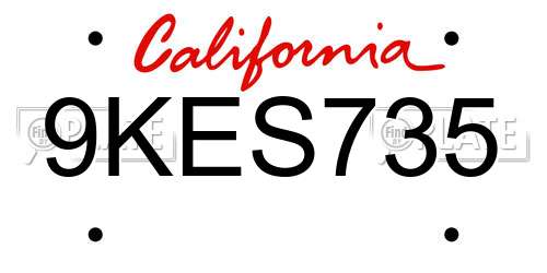 9KES735 California License Plate