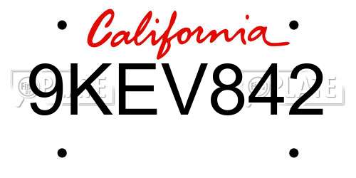 9KEV842 California License Plate