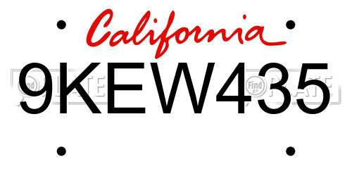 9KEW435 California License Plate