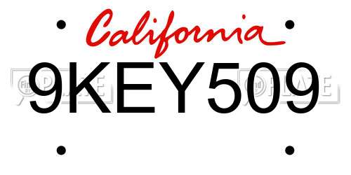 9KEY509 California License Plate