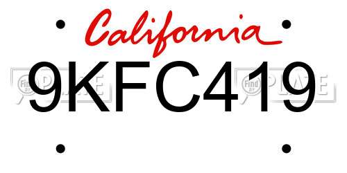 9KFC419 California License Plate