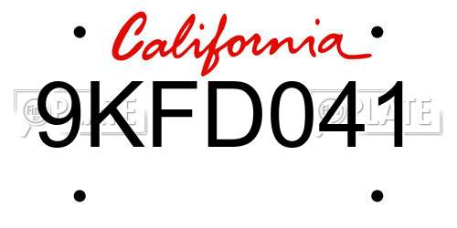 9KFD041 California License Plate