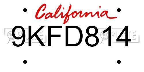 9KFD814 California License Plate