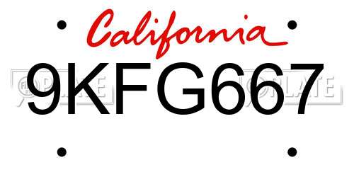 9KFG667 California License Plate