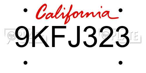 9KFJ323 California License Plate