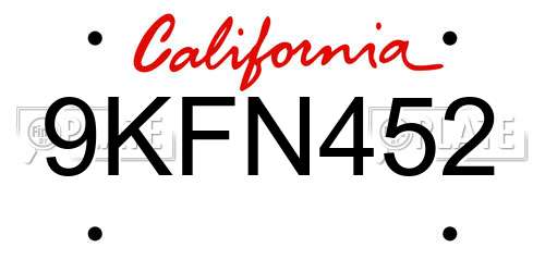 9KFN452 California License Plate
