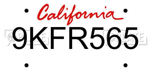 9KFR565 California License Plate