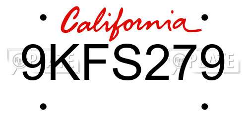 9KFS279 California License Plate