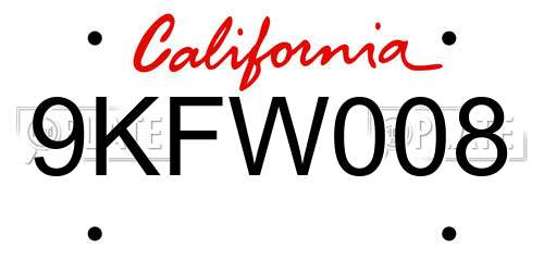 9KFW008 California License Plate