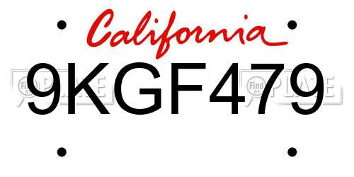 9KGF479 California License Plate