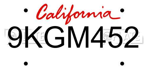 9KGM452 California License Plate