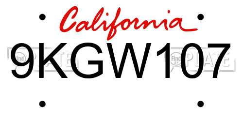 9KGW107 California License Plate