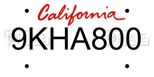 9KHA800 California License Plate