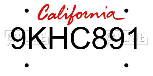 9KHC891 California License Plate