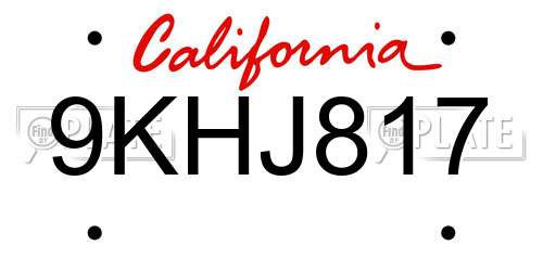 9KHJ817 California License Plate