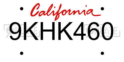 9KHK460 California License Plate