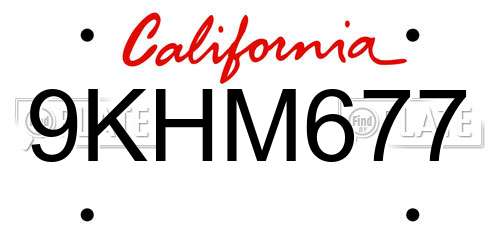 9KHM677 California License Plate