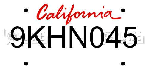 9KHN045 California License Plate