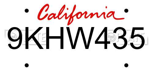 9KHW435 California License Plate