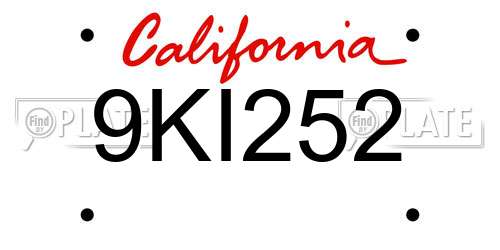 9KI252 California License Plate