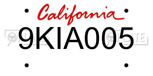 9KIA005 California License Plate