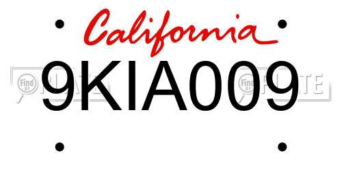 9KIA009 California License Plate