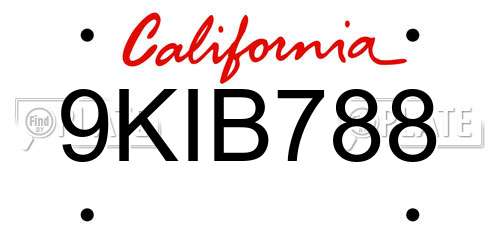 9KIB788 California License Plate