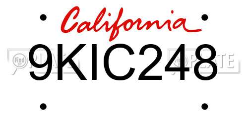 9KIC248 California License Plate