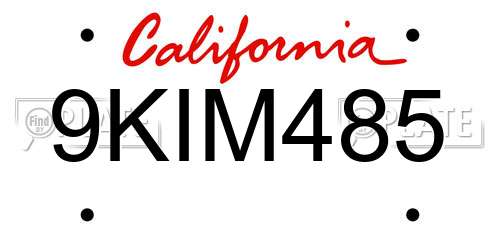 9KIM485 California License Plate