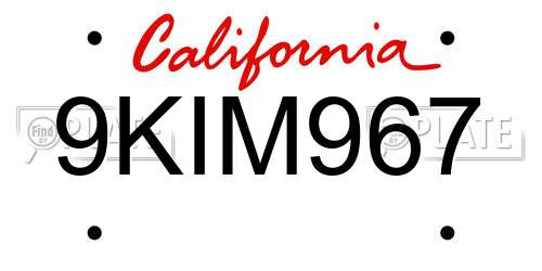9KIM967 California License Plate